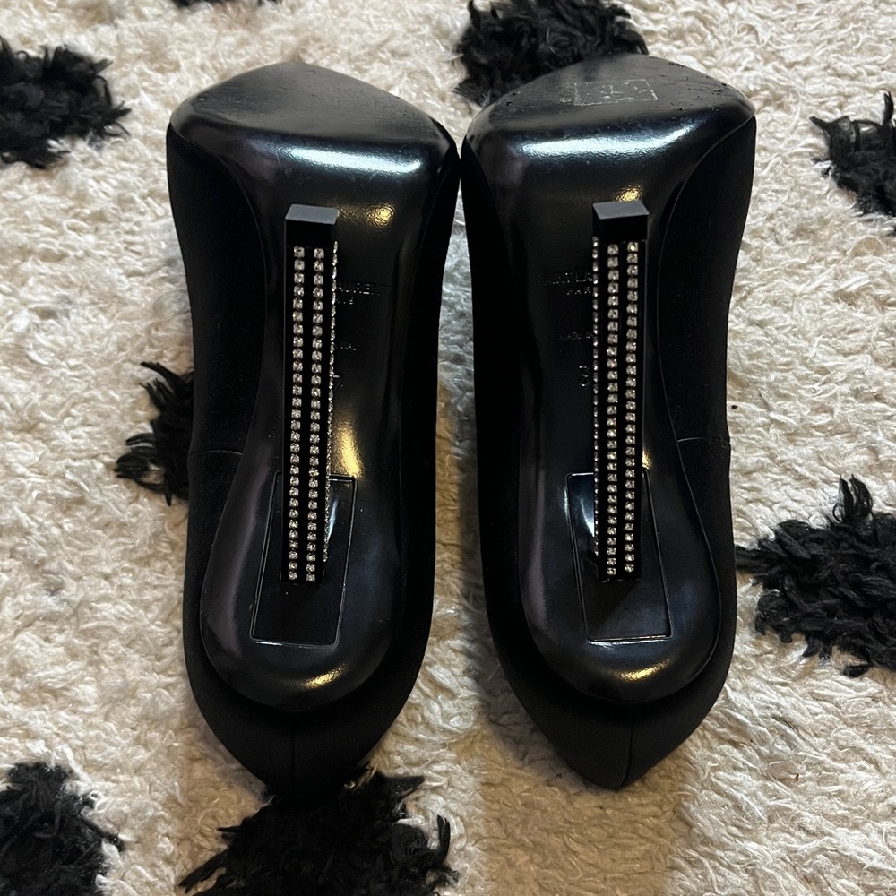 Saint Laurent size 37 silk black crystal embellished heels - Picture 9 of 13